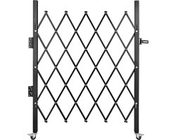 VEVOR Enkele Beveiligingspoort 108 X 132 CM Vouwpoort van Kanaalstaal, Flexibele Uitvouwbare en Intrekbare VerkeersbarrièRe, 360° RolbarrièRepoort Zwarte Straat Garage Bouw Oprit Hek