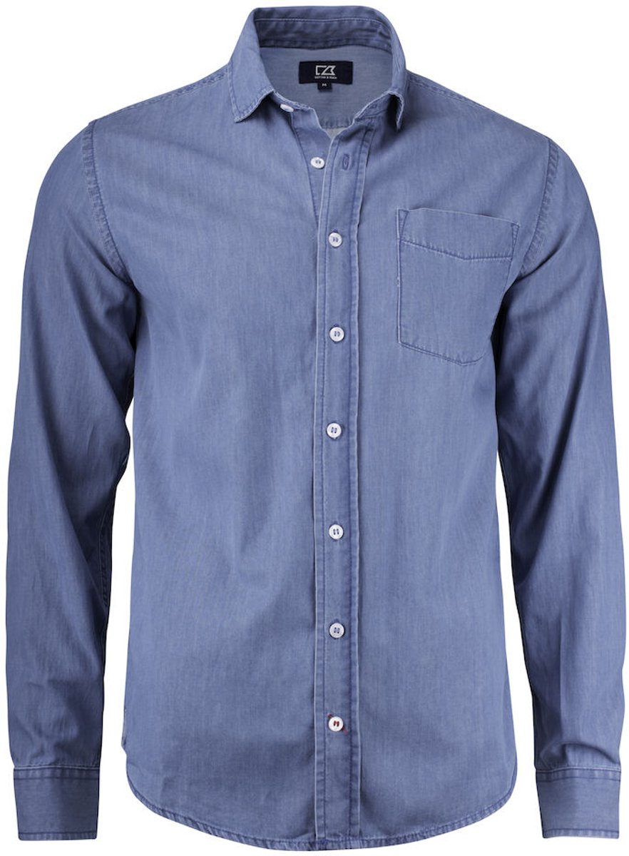 Cutter & Buck Ellensburg Denim Shirt Heren 352404 - Denim Blauw - S