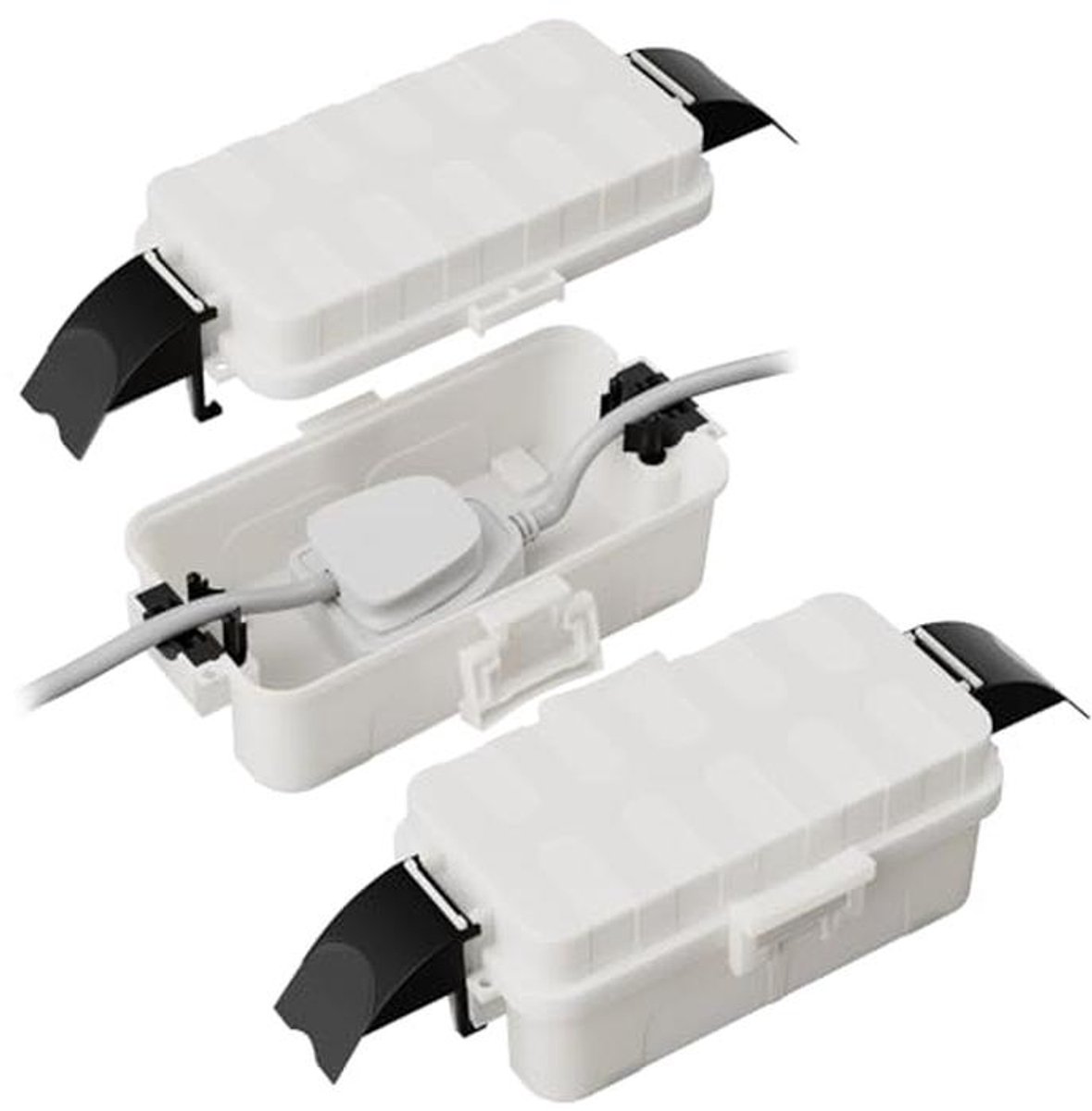 Waterdichte kabelbox IP55 - 2 stuks, 15 x 8,1 x 4,5 cm, voor verlengkabel en buitengebruik