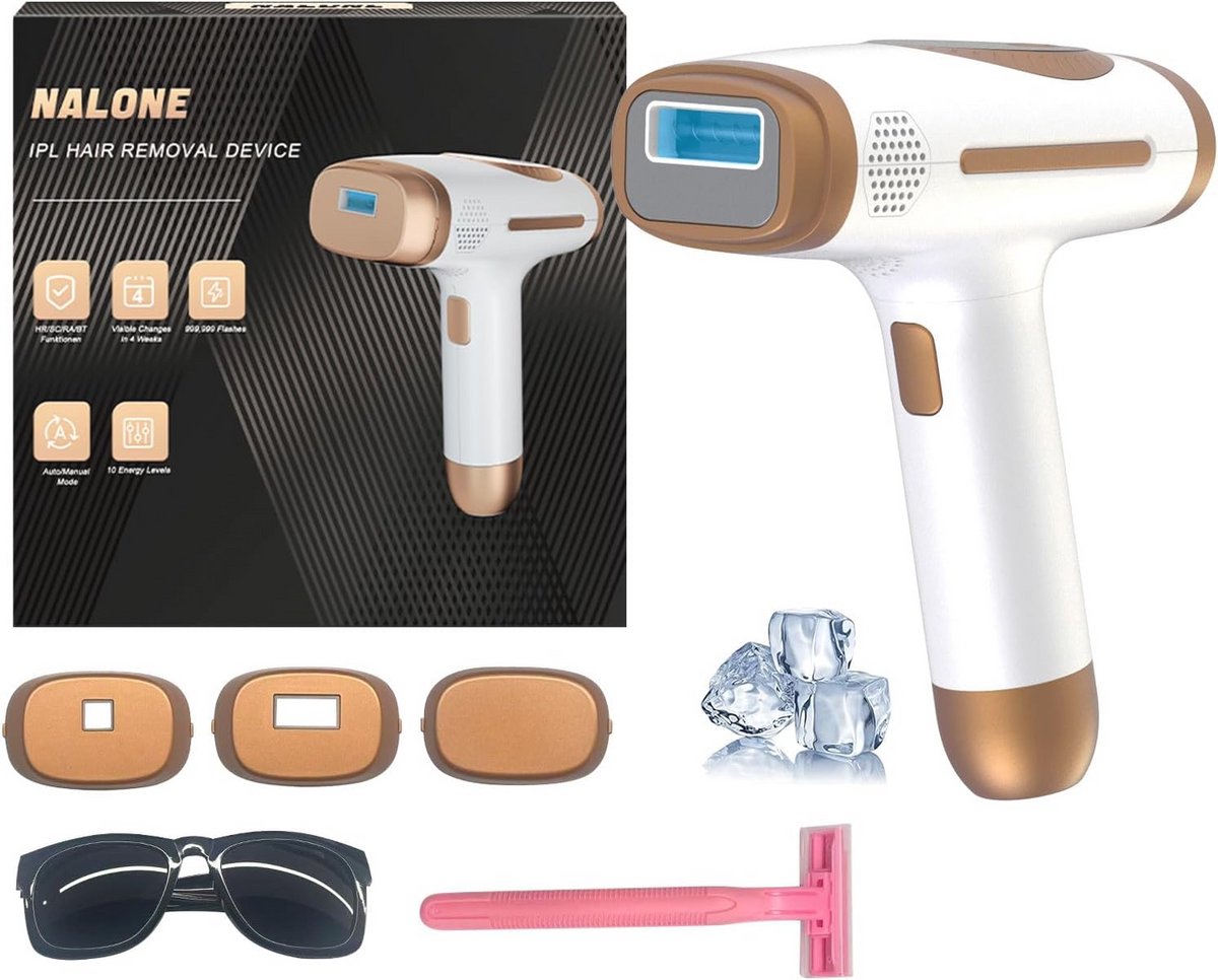 IPL Haarverwijderingsapparaat met Koelingsfunctie – 4-in-1 Pulse Light Technologie met 10 Energieniveaus voor Gladde Huid