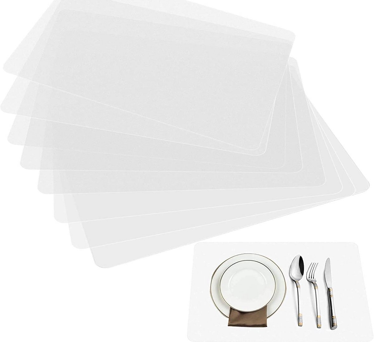 Set van 8 Transparante Placemats - Hittebestendig en Antislip Tafelbeschermers