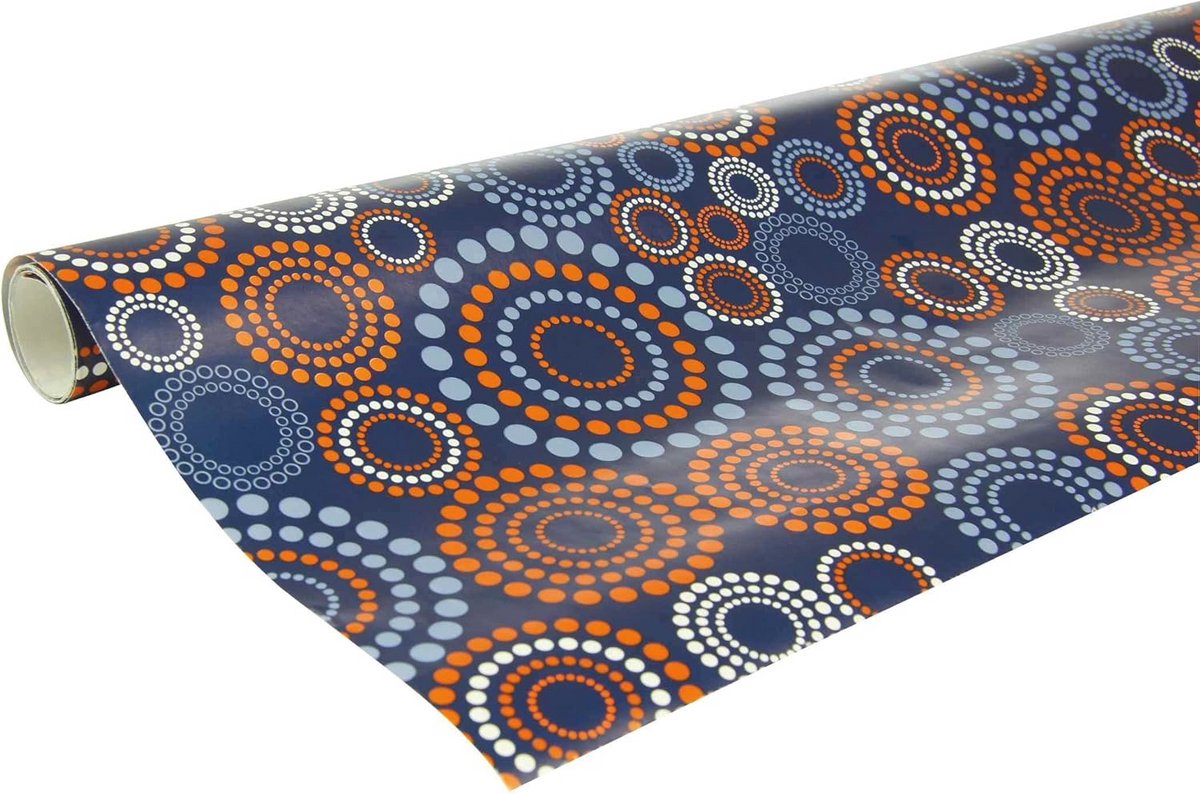 Cadeaupapier set van 10 rollen, 60 g, 2 x 0,70 m, oranje, blauw en wit, perfecte geschenkverpakking voor elke gelegenheid