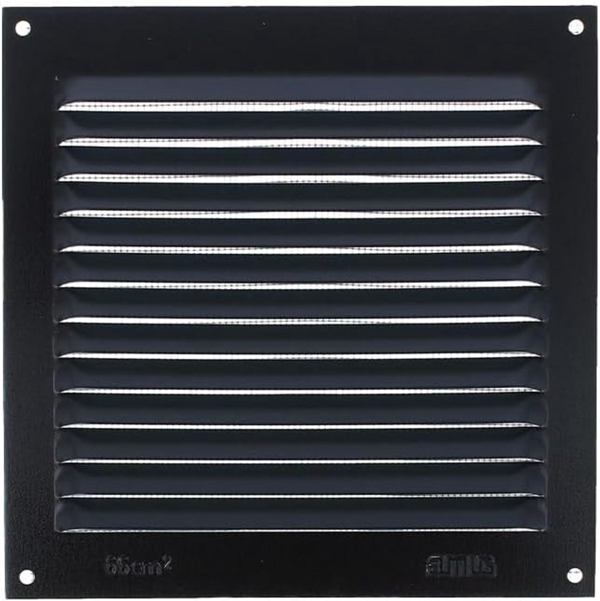 Aluminium Ventilatie Rooster Zwart Rechthoekig met Insectennet (150x150 mm)