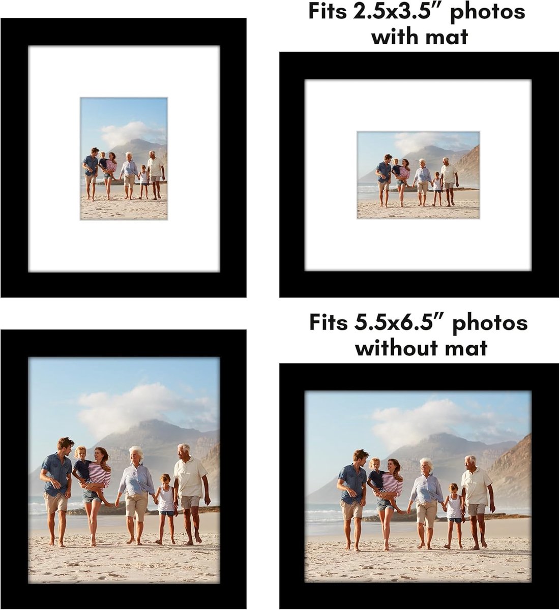 Famanu Set van 5 mini zwarte fotolijsten 5.5x6.5cm collage