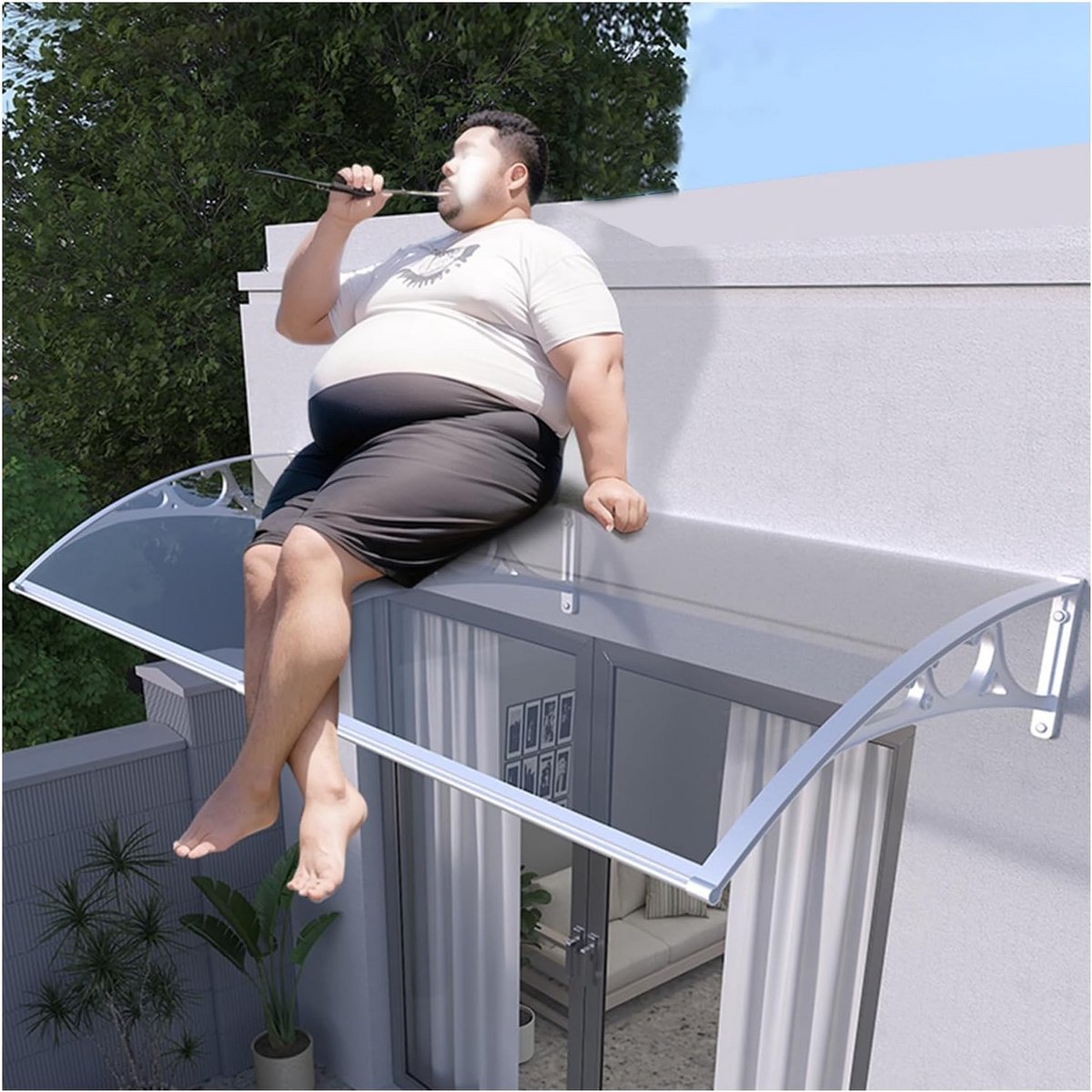 Luifel voor Deuren en Raam, Duurzame Aluminium en Polycarbonaat Buitenkant Bescherming - 60/80/100/120/150 cm breedte