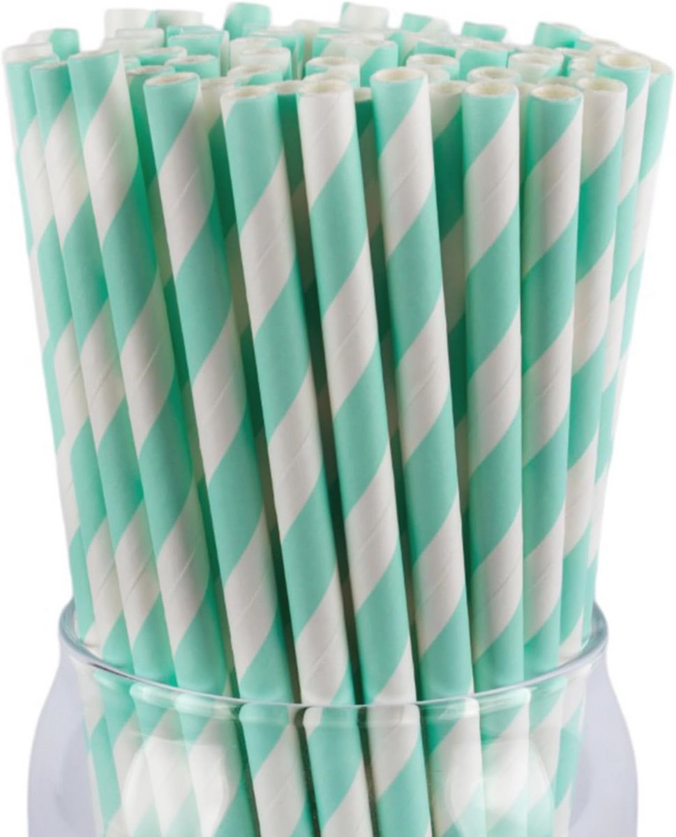 Composteerbare papieren rietjes 6mm x 197mm - 100 stuks voor feesten en decoraties