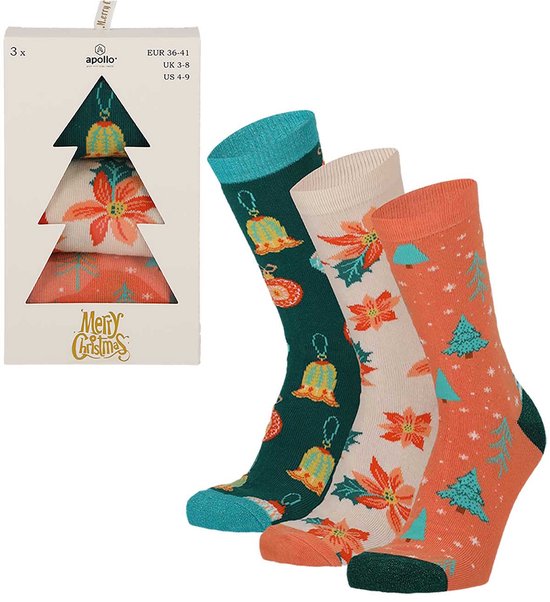 Chaussettes de Noël Apollo pour Dames Boîte Cadeau 3-Pack Décoration de Noël - Taille 36/41