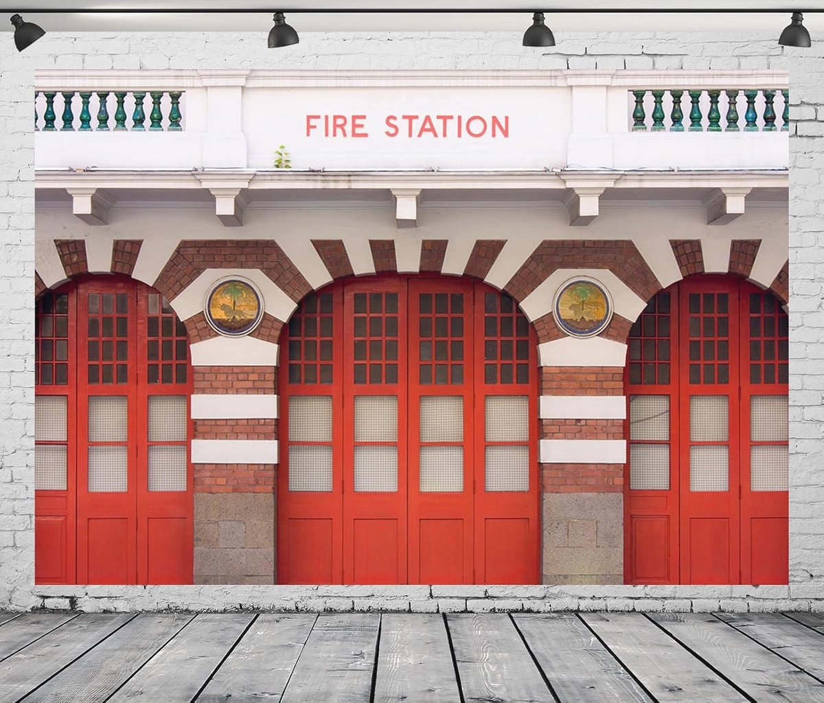 Moderne Brandweerkazerne Achtergrond Fotografie voor Kinderen - 10x8ft