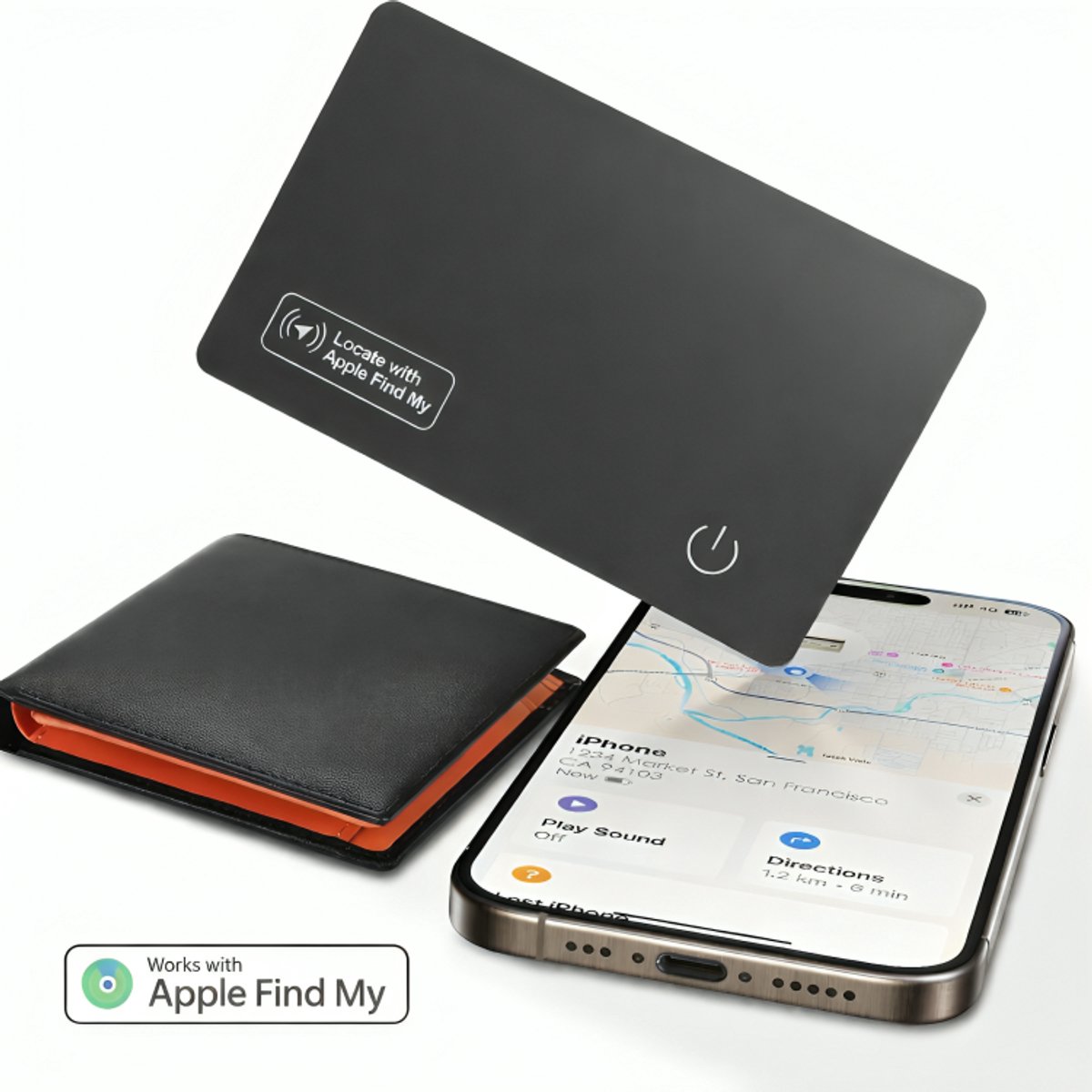 Locatie Tracker - GPS Tracker - GPS Volgsysteem - Waterbestendig - Ultradunne GPS Tracker - 1,7mm - Compatibel met Apple Find My - Draadloos Oplaadbaar - Voor Portemonnee en Bagage - Zwart
