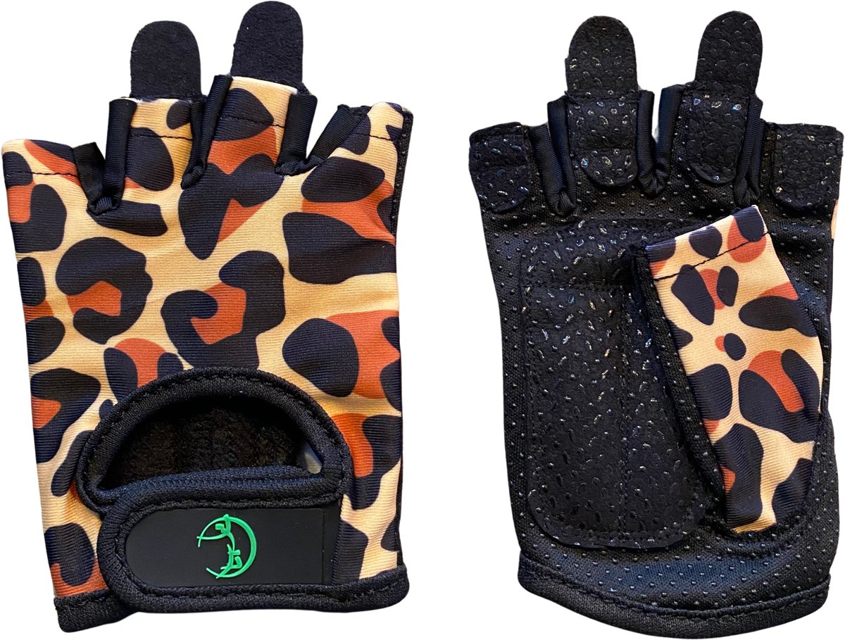 Chawfitness Fitness Sport Handschoenen -Dames / Gym gloves - Woman - Cheetah Print- Large