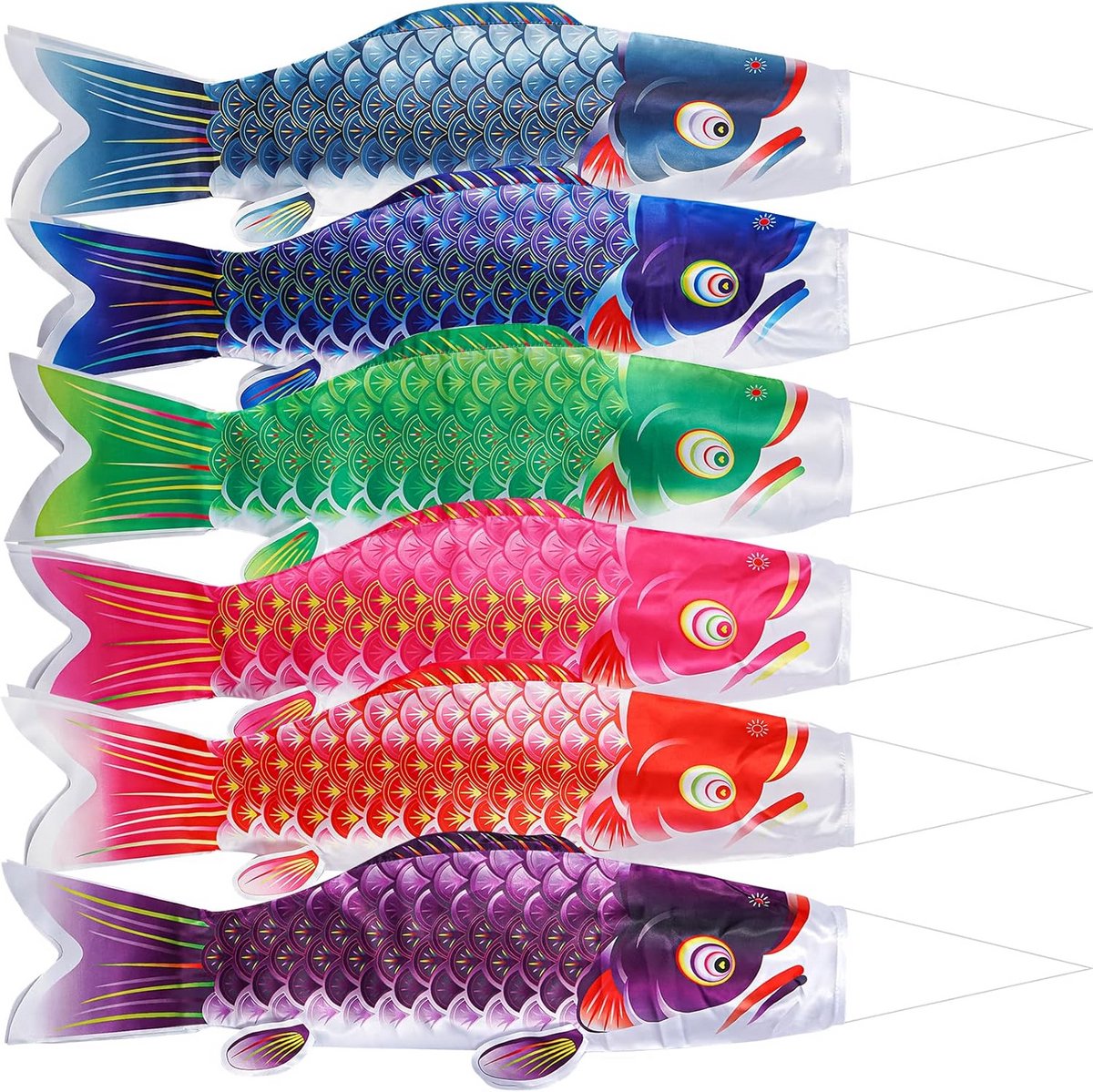 Japanse Karper Streamer Koinobori Windsok - 6 Pcs Set voor Kinderfestival en Decoratie
