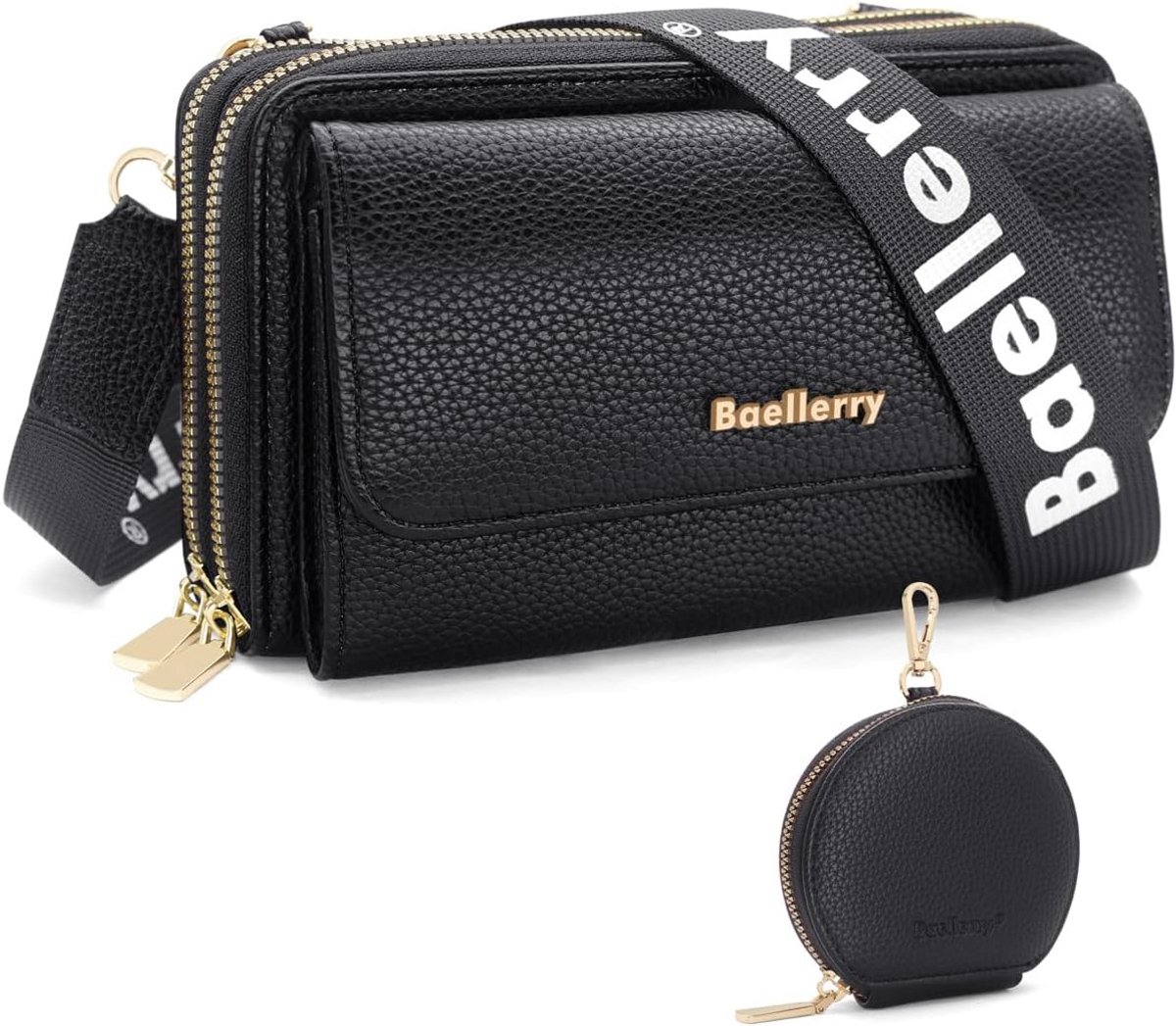 Kleine Telefoon Schoudertas Dames - Crossbody Tas PU Leer met Verstelbare Brede Band