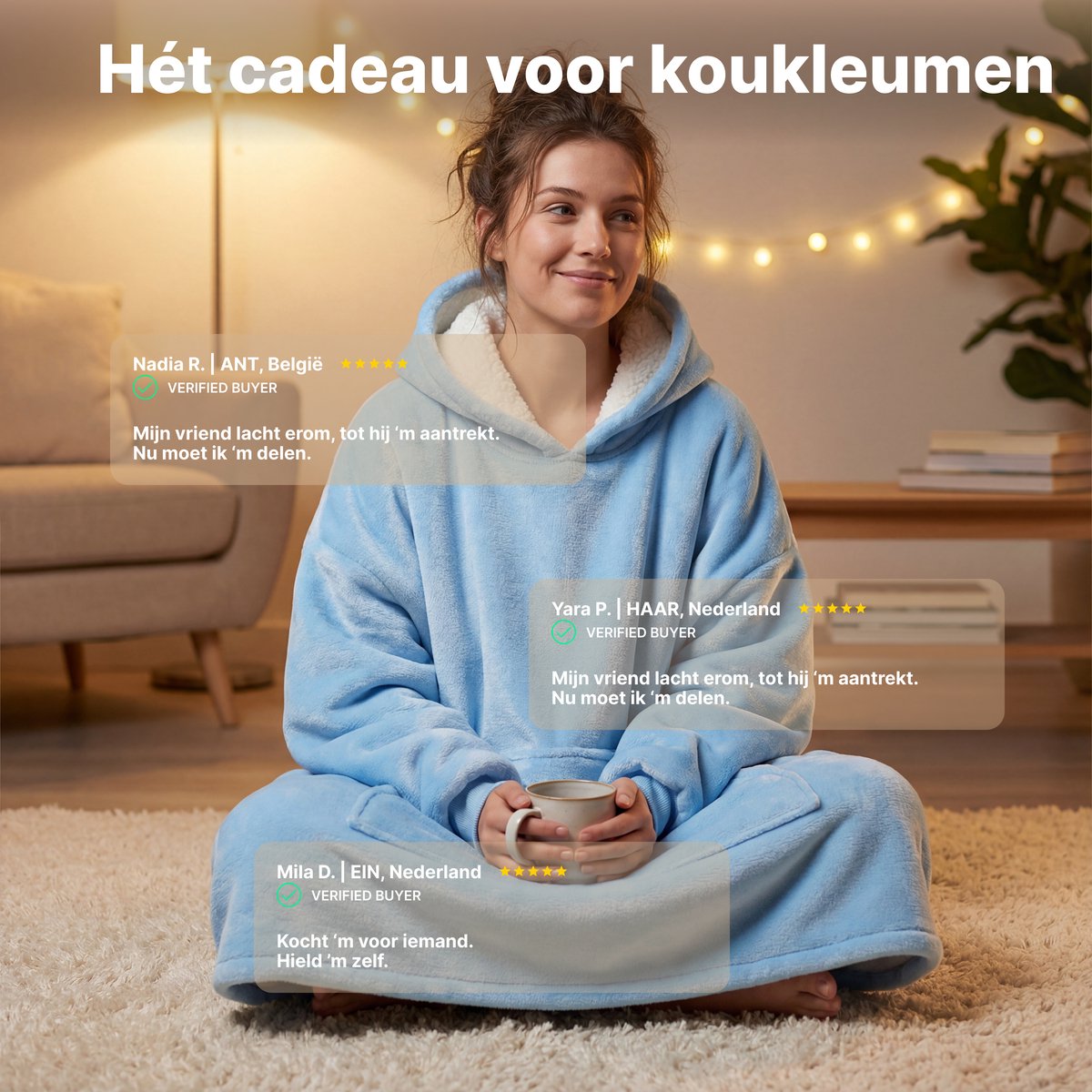 JAXY Hoodie Deken - Snuggle Hoodie - Fleece Deken Met Mouwen - Hoodie Blanket - Baby Blauw — cadeau in Wonen & Interieur - foto 5