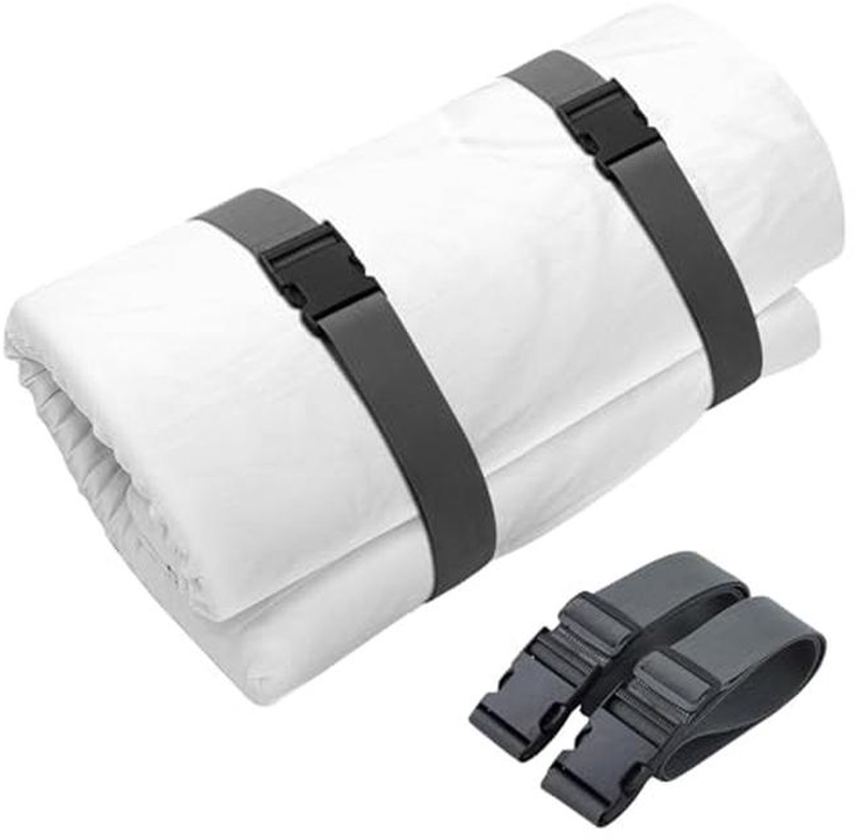 Matrastopper banden - 2 stuks verstelbare verpakkingsriemen voor verhuizen en opslag - Donkergrijs 254 x 5 cm
