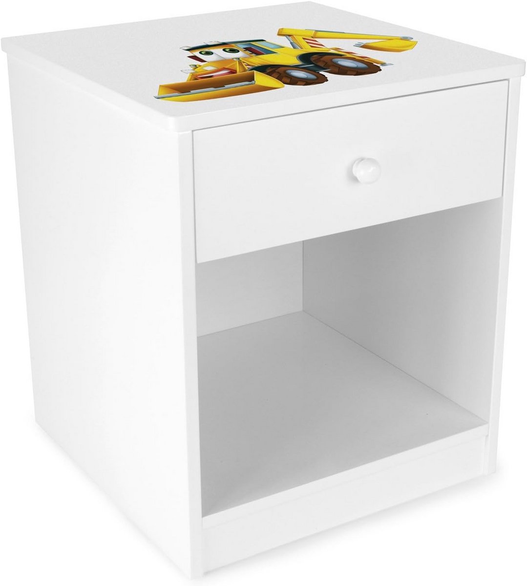 Moderne Witte Houten Nachtkastje voor Kinderen met Lade
