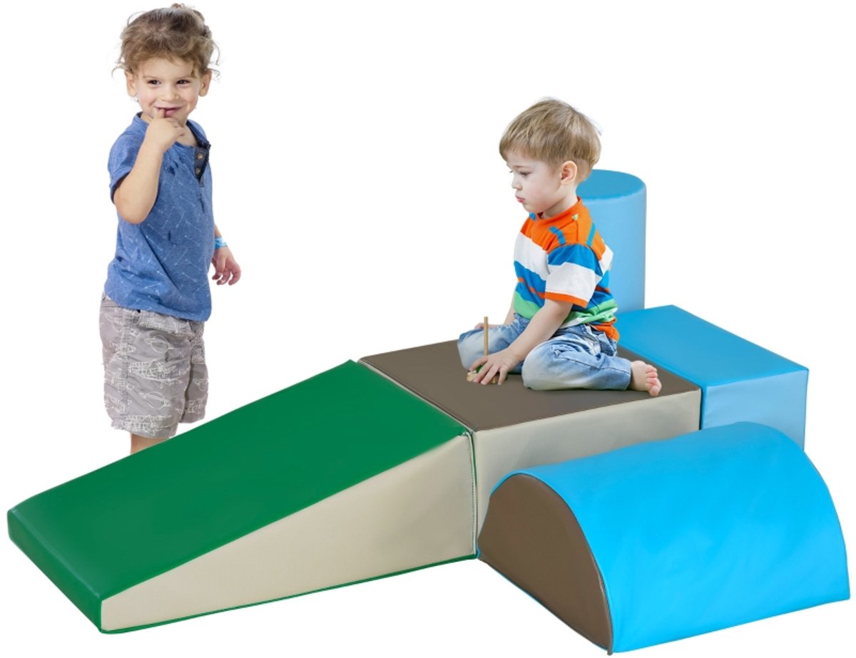 Bausteine ​​​​für Kinder 5er-Set Schaumstoff-Bauklötze weich & sicher für 1-3 Jahre, Kunstleder & EPE, Bauspielzeug