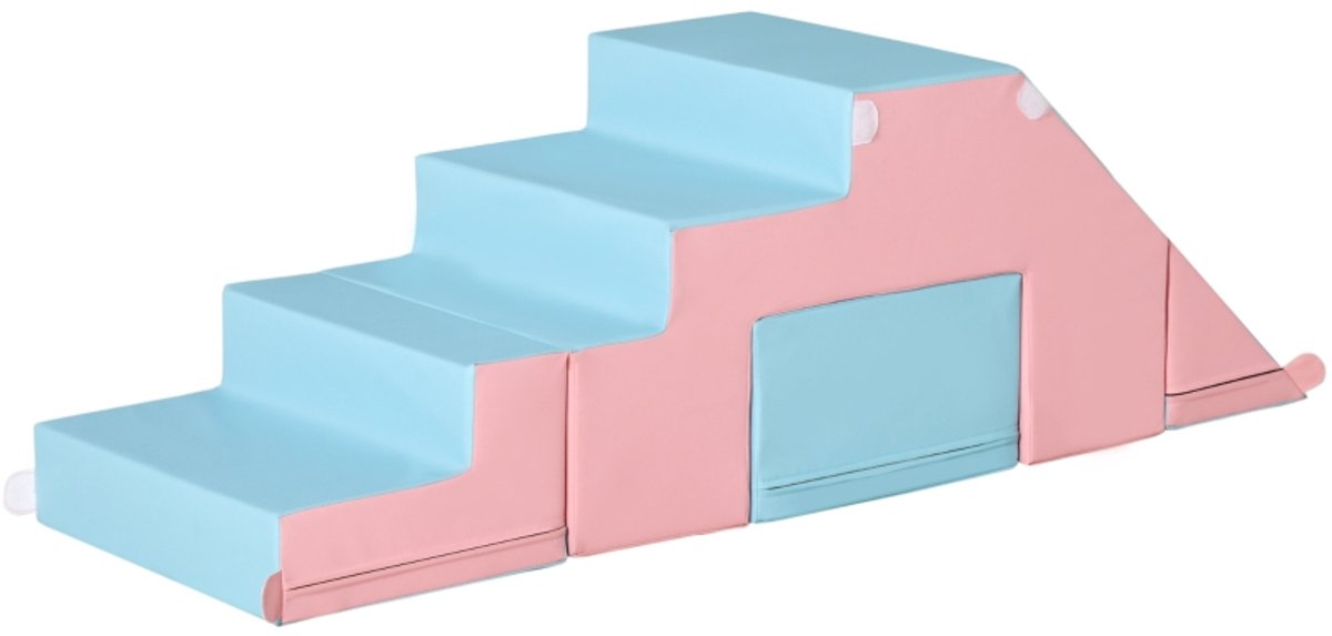 Kletter- en Rutschspielzeug für Kinder, fördert Motorik, Kunstleder, EPE-Schaum, 86x49x47 cm, Rosa+Blau