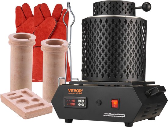 Foto: Vevor goudsmeltoven 1350 w 1150 c max temperatuur digitale elektrische smeltoven 1 kg 3 kg keramische smeltkroes met smeltkroestang handschoenen voor de verwerking van goud zilver koper aluminium rood