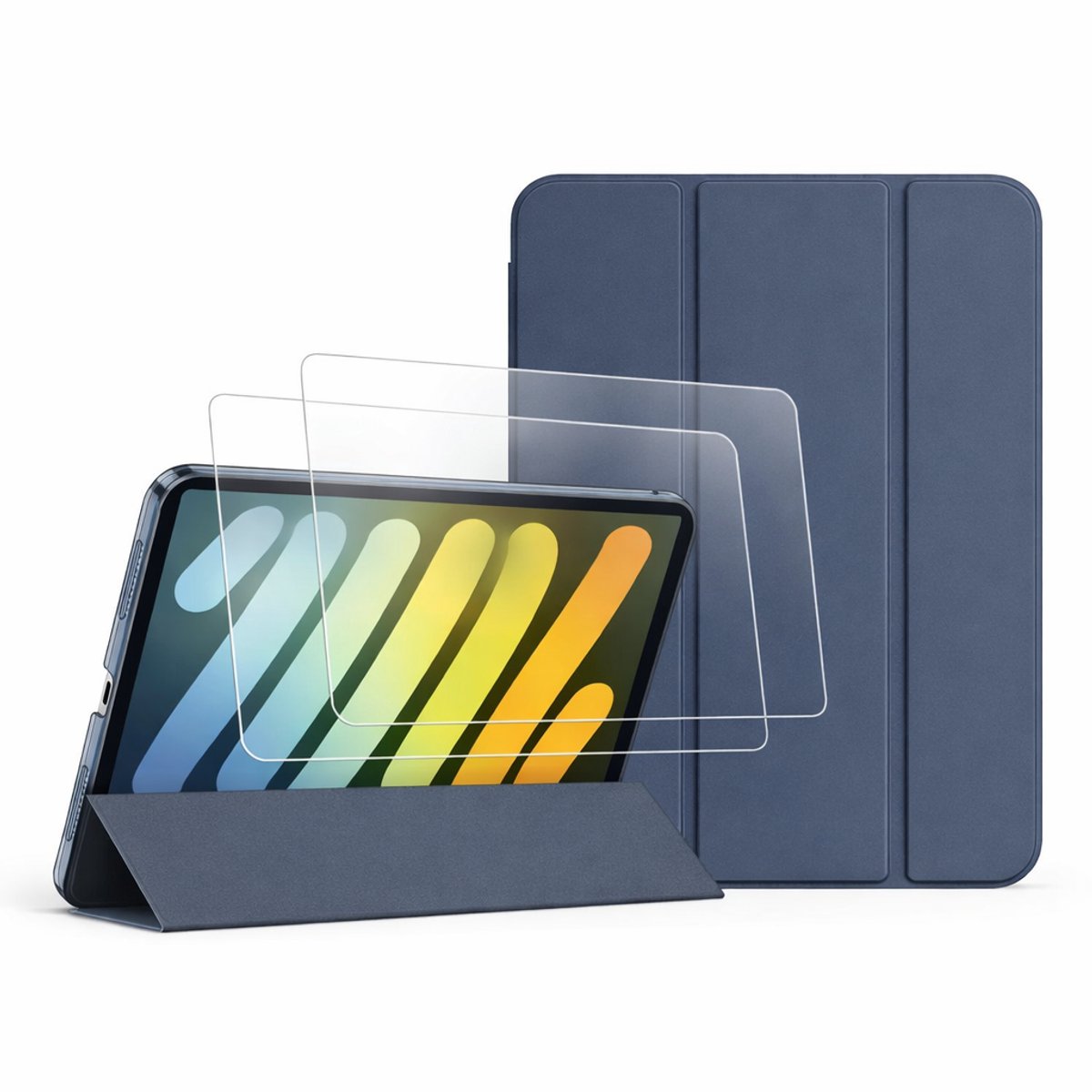Zandarix Geschikt voor Apple iPad A16 (2025) - Automatische Slaap/Waak Functie - Slank Hard - Book Case - Tablethoes - Met 2 Screenprotectors - Diep Marineblauw