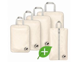 LunaGood® Packing Cubes Compression - 5-delig - Ultra lichtgewicht - Beige