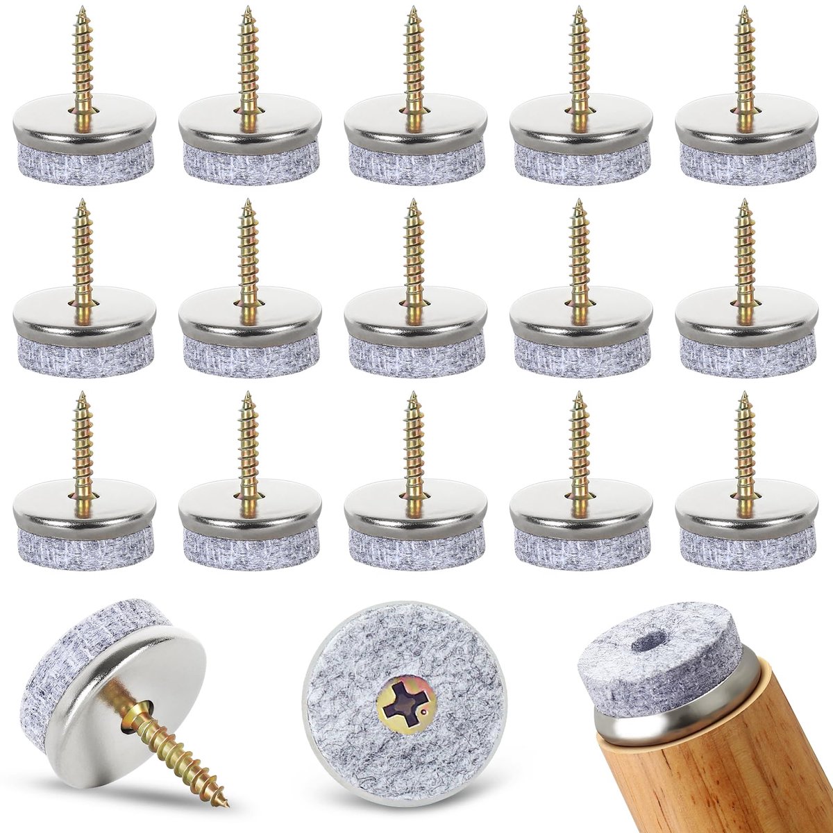 IMPERATORIS® Viltglijders - Anti-kras Viltjes - Zelfklevend - Bescherming voor Vloeren en Meubels - Stoelpootdoppen - Meubelbeschermers - Set van 50 - zilver en zwarte