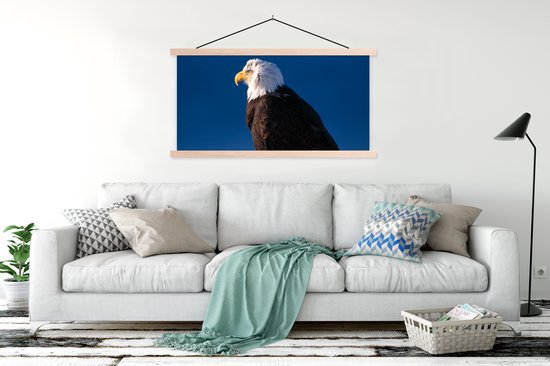 Posterhanger incl. Poster 150x75 cm - Schoolplaat - Adelaar - Close up - Tak - Textielposter - Blanke latten