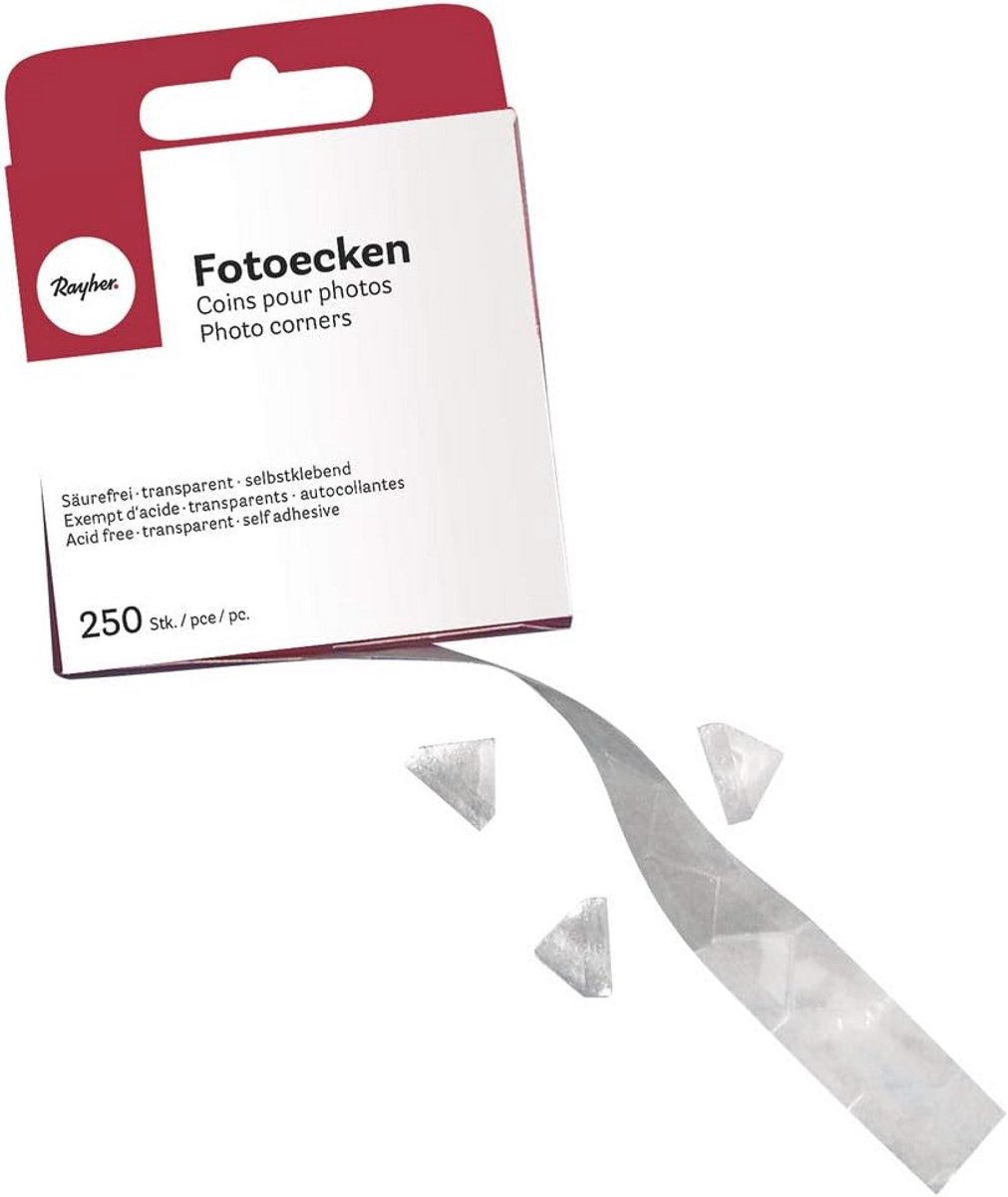 EasyGlue Fotohoeken 1,3 x 1,5 cm - Doos met 250 Stuks voor Creatief Knutselen