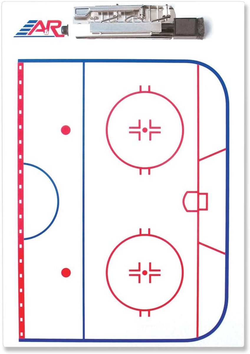 Hockey Coach Clip Board met Dry Board en Half Ice Design