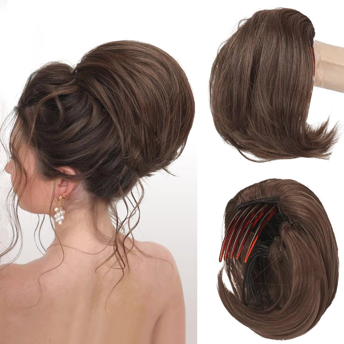 Knot Haarstukje met Kam voor Dames - Korte Paardenstaart Synthetisch Haar