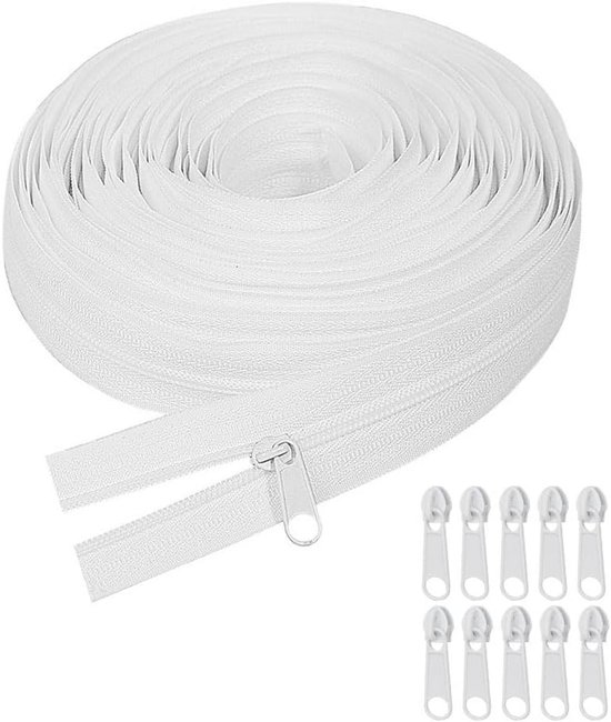 Eindeloze ritssluiting met 10 m nylon ritssluiting, tas, per meter, 20 ritssluitingskoppen (#5