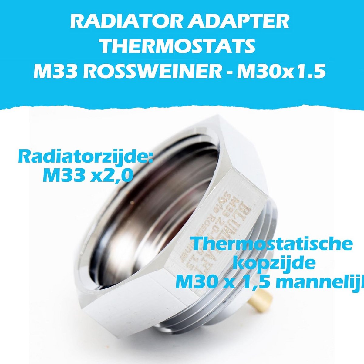 Radiatoradapter M33 x 2 op M30 x 1,5 voor thermostaat – Snelle en robuuste oplossing
