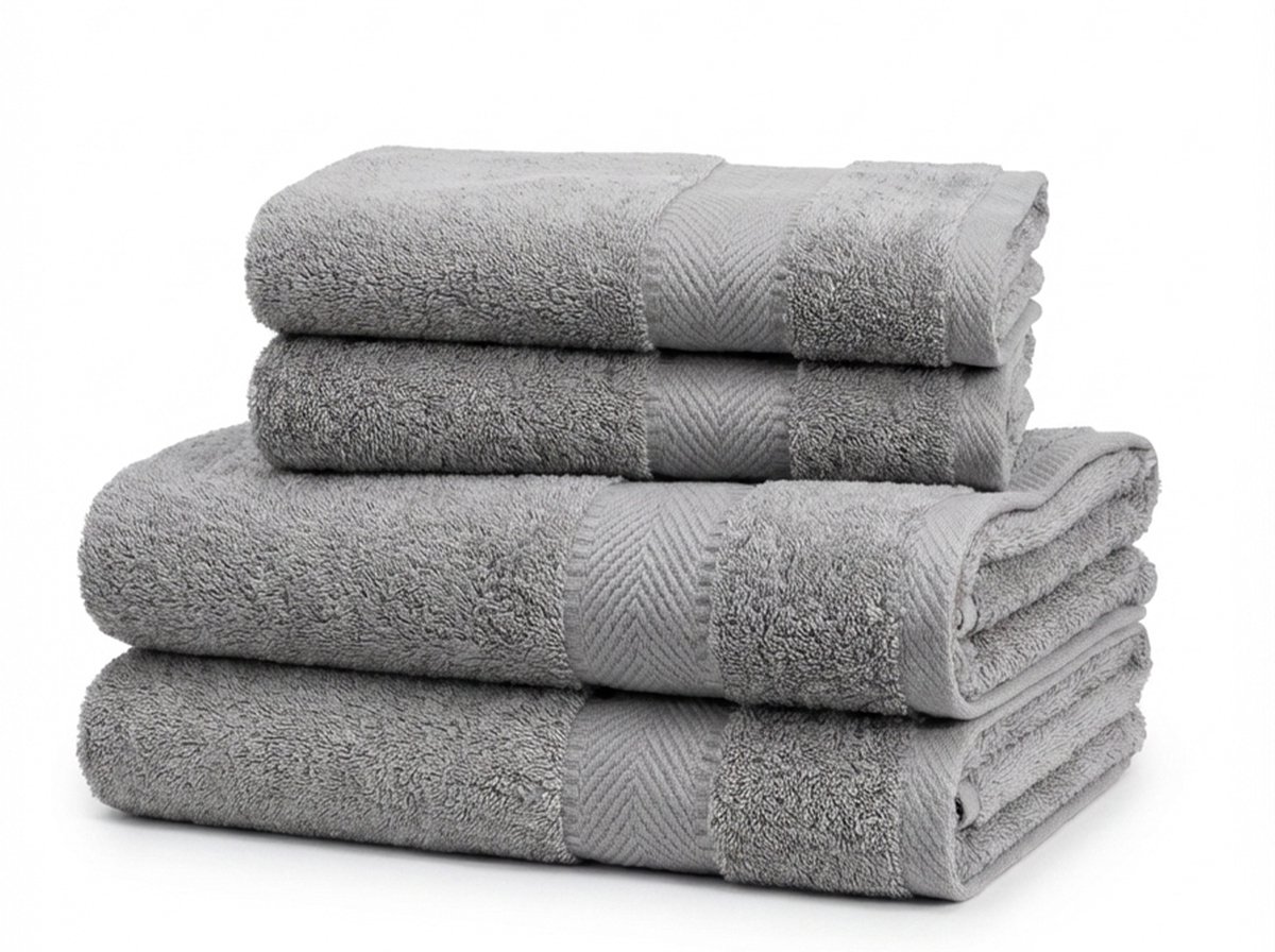 Blanche Nuit Set van 4 - 2x Handdoek 50x100 cm en 2x Badlaken 70x140 cm - 100% Katoen - 500 gr/m2 - Grijs