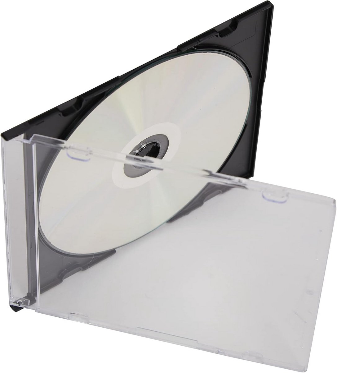 Slimline CD/DVD hoesjes 5,2 mm voor 1 schijf met zwarte lade - Pack van 5