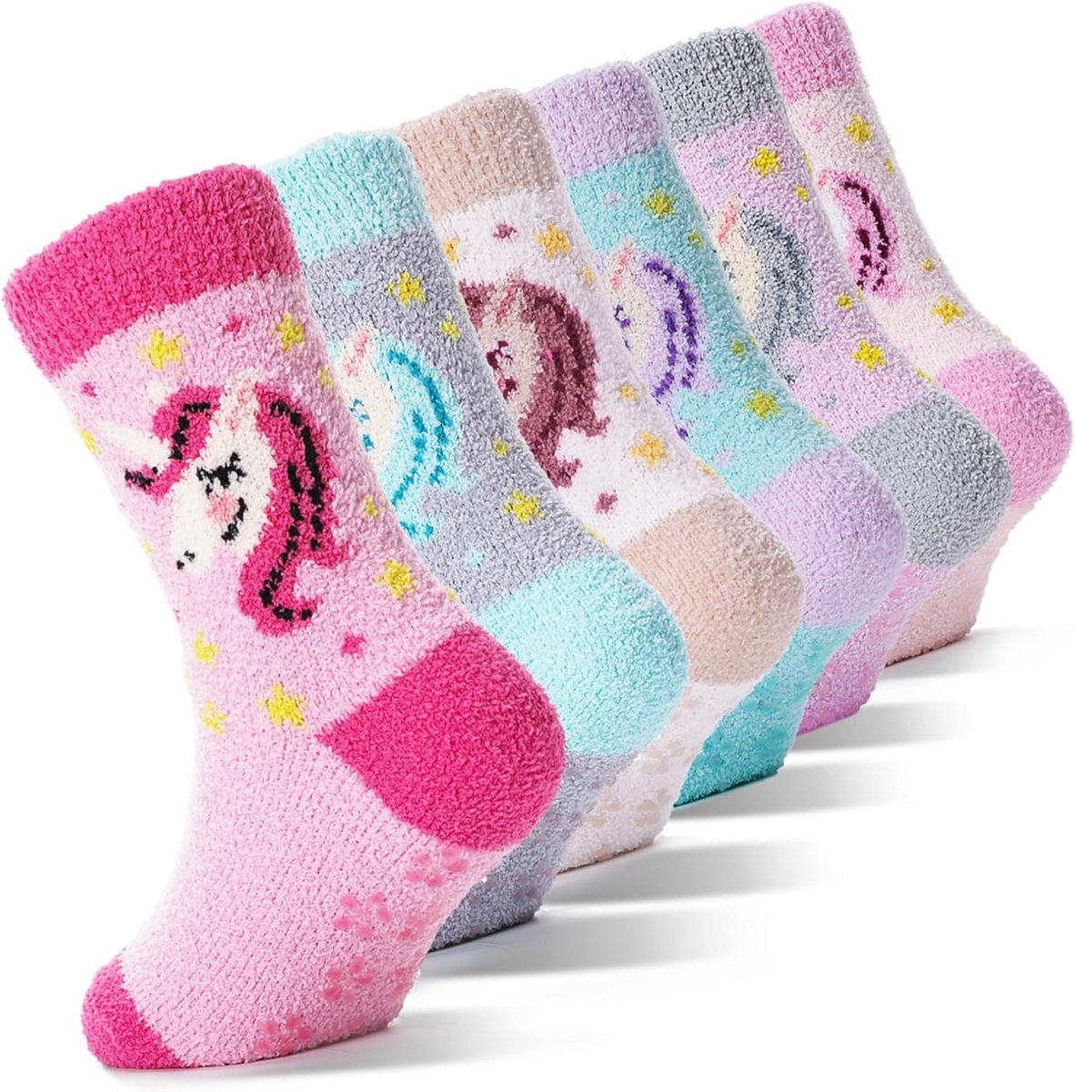 Warme Antislip Sokken voor Kinderen - 6 Paar Fluffy Wintersokken