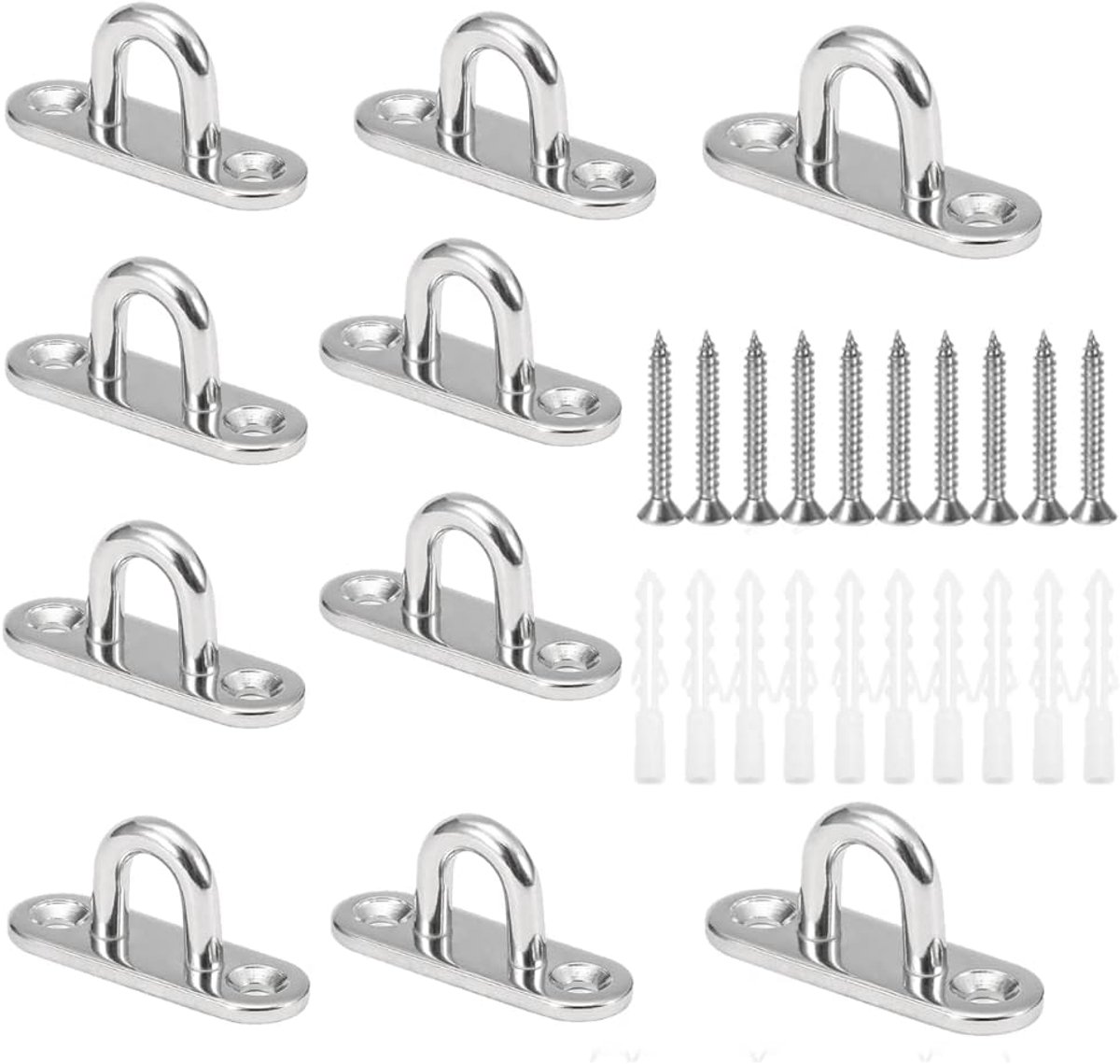 longziming -10x M5 Roestvrijstalen U-haak Ophanghaken - 304 RVS Oogplaten 15x45mm - Wand- 