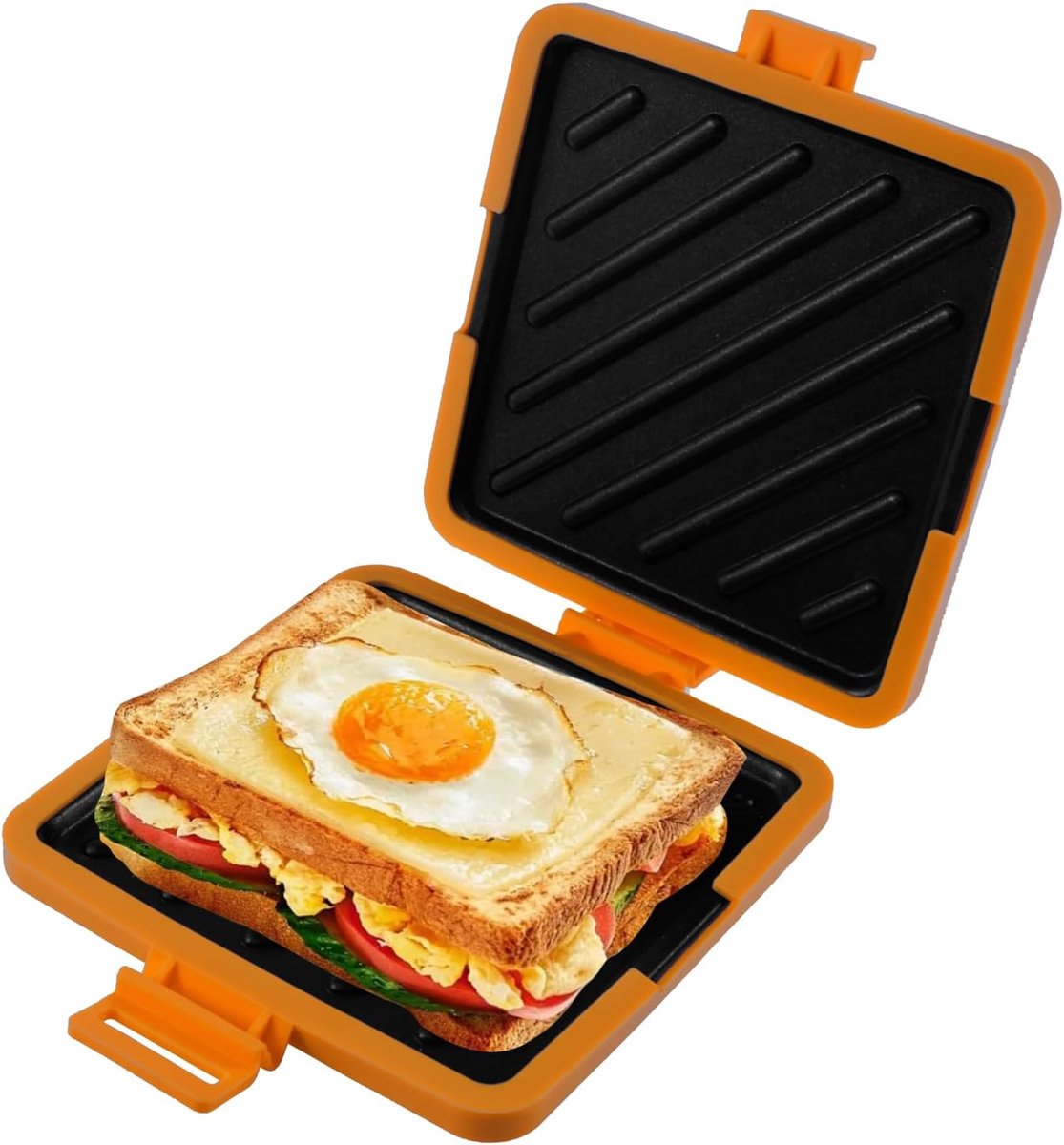 Magnetron Tosti-Apparaat - Magnetron Toastie Maker - Siliconen Kookgerei - Gemakkelijk Schoon Te Maken En Op Te Bergen - Antiaanbakplaat Voor Het Maken Van Knapperige Sandwiches (Oranje)