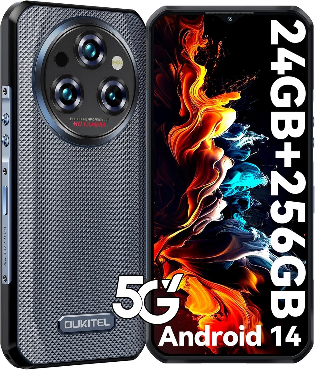 Duurzame 5G Smartphone met 11000mAh - 6.6" FHD+, 256GB Opslag, Dual SIM, Android 14, 64MP Camera