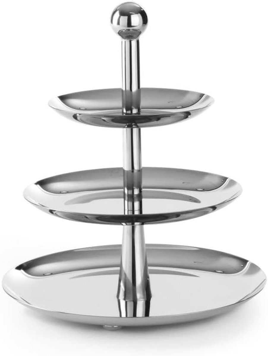 Ronde Display Standaard met 3 etages van RVS - Ideaal voor Buffet en Presentatie