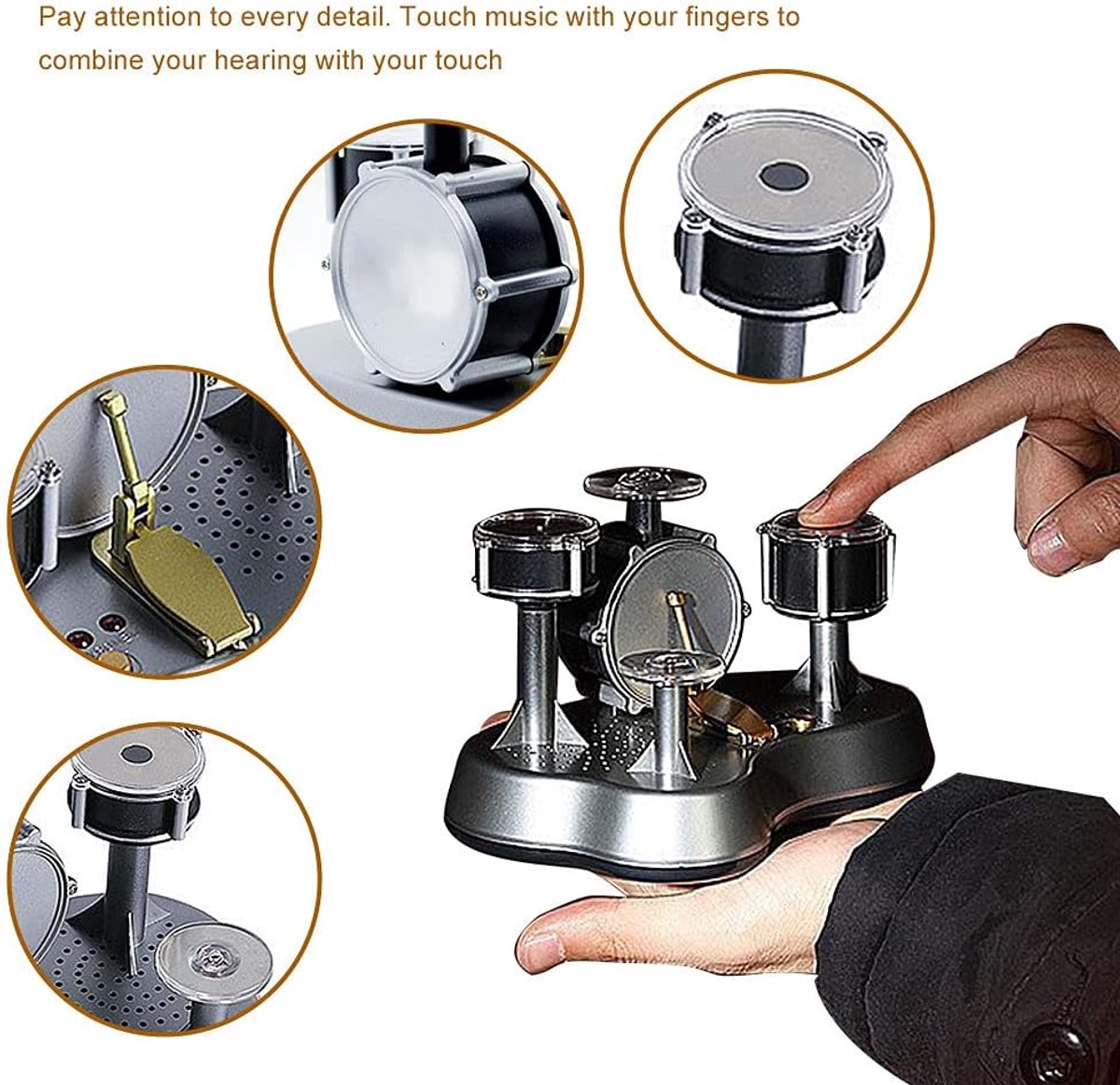 Mini Finger Drum desktop drumstel met touch en verlichting thumbnail 4