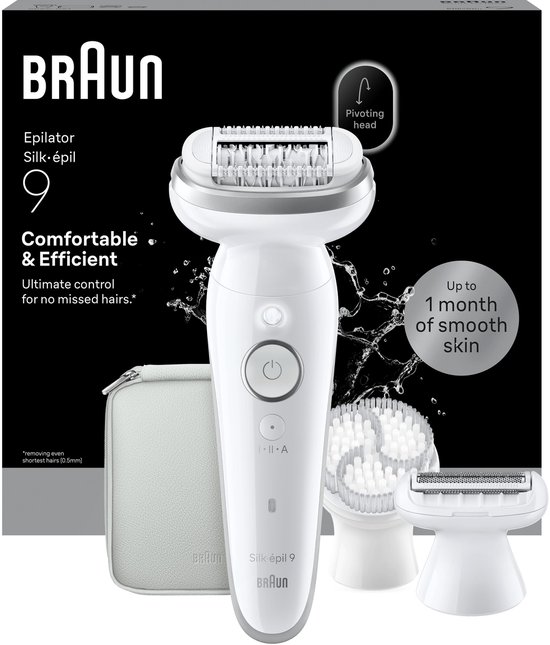 Braun Silk·épil 9 - Wet & Dry Epilator - 9-061 - Langdurig Gladde Huid - Inclusief Scheerkop, Trimkam en Exfoliatieborstel - Zilver