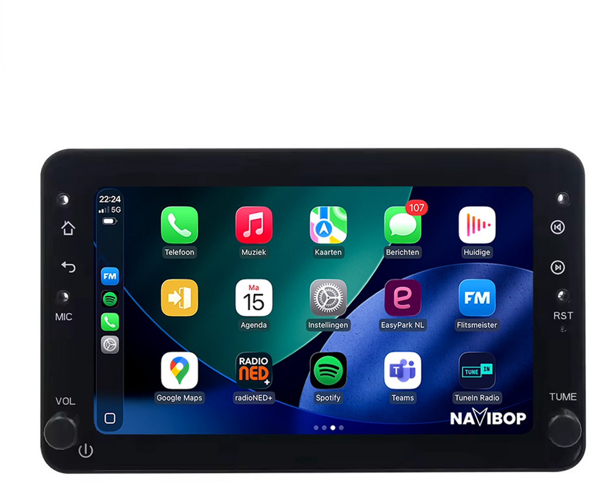 Geschikt voor Alfa Romeo Brera 939 (2005 t/m 2013) | 4+64GB 8-CORE | 7 inch Android 15.0 CarPlay autoradio | Draadloos CarPlay & Android Auto | Externe microfoon | Bluetooth & WiFi | NAVIBOP NB-4021 | Bouwjaar 2005 t/m 2013