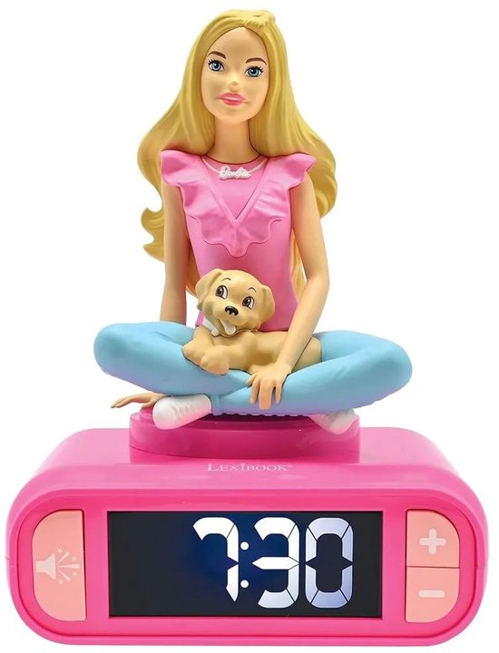 Digitale wekker met een 3D Barbie - met nachtlicht en geluidseffecten