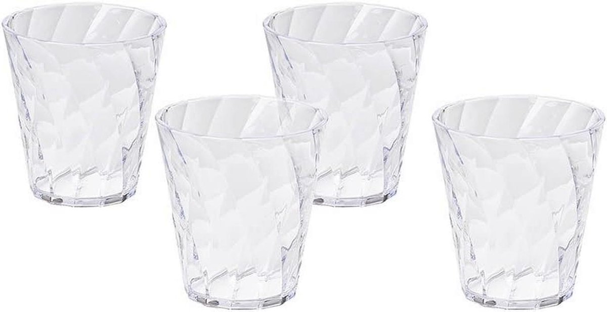 Kleurige stapelbare kunststof glazen set van 4 – 35 cl, vaatwasmachinebestendig