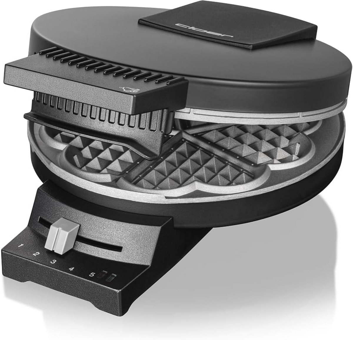 Zwarte Wafelmaker voor Hartwafels – 930W, 16 cm, Anti-aanbaklaag, Robuuste Constructie
