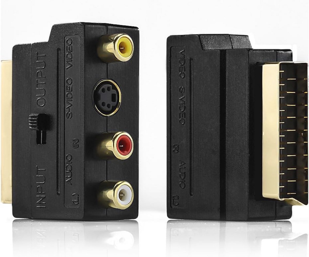 Scart naar 3x Cinch-Bussen en S-VIDEO IN/OUT Schakelaar - Audio-Video Adapter