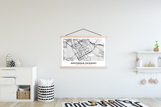 Affiche scolaire - Carte - Amsterdam- Sud-Est - Pays- Nederland - 150x100 cm - Lattes vierges