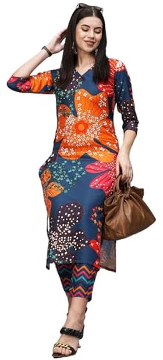 Stijlvolle Katoenmix Dames Kurta met Broek