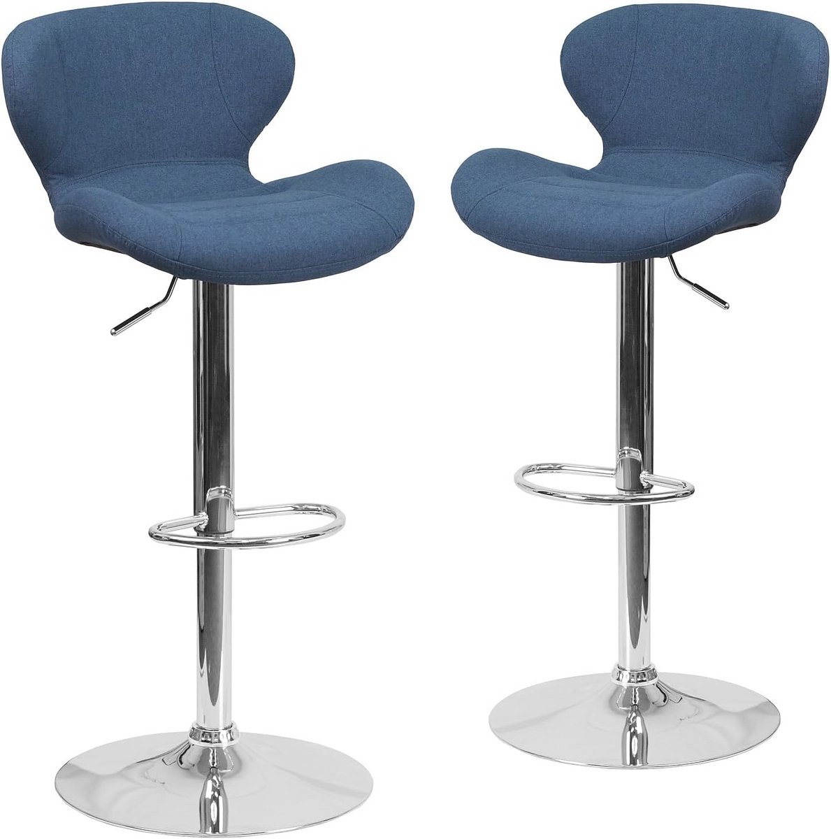 Moderne Verstelbare Hoogte Barstaal met Chromen Basis - 2-Pack