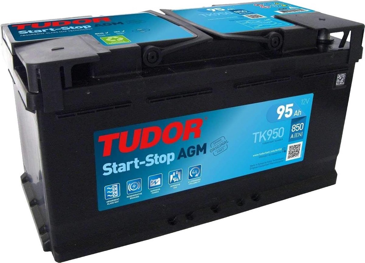 AGM Autoaccu 95Ah 850A voor Auto's met Start-Stop Systeem