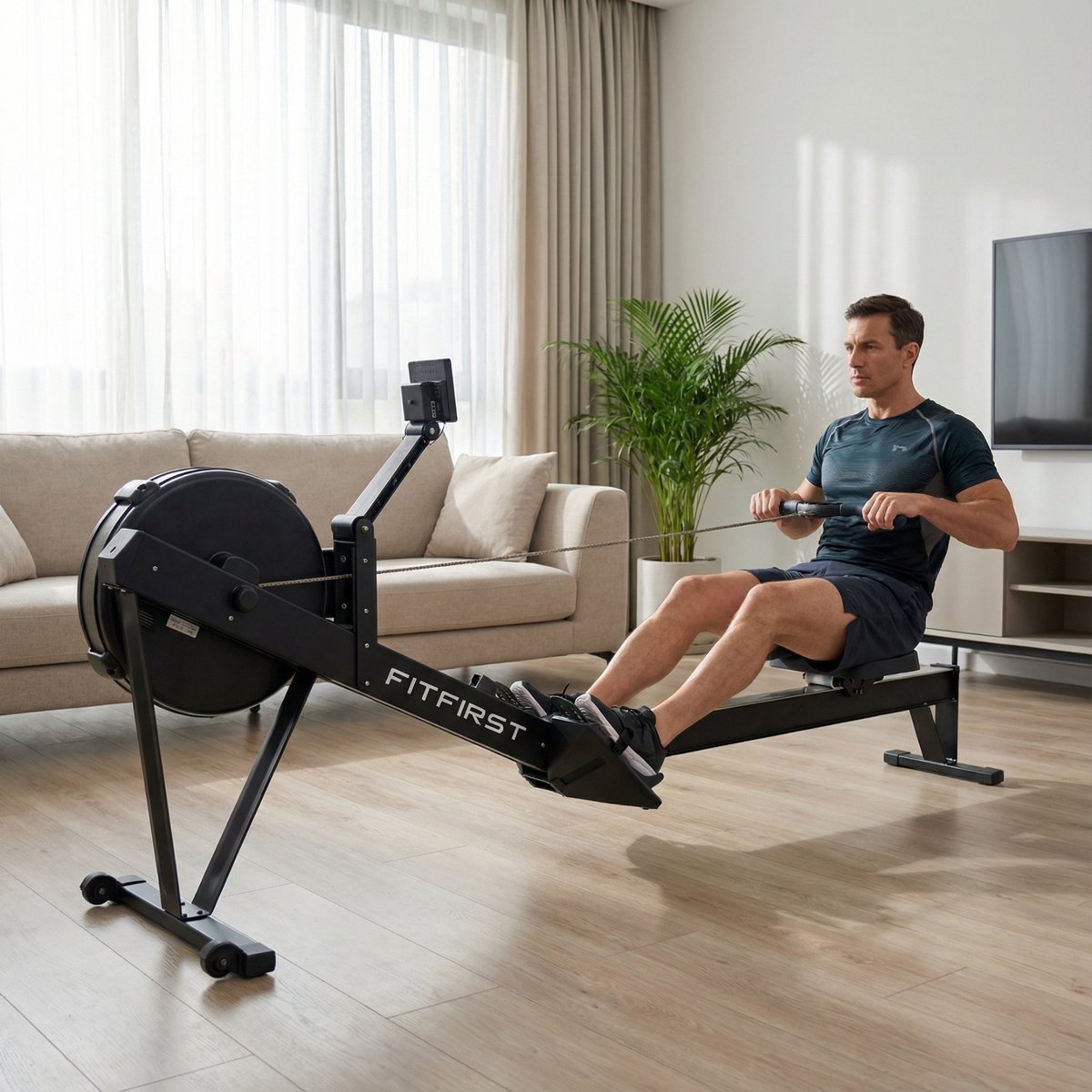 FitFirst AirRower Inklapbare Roeitrainer tot 200KG Zwart - afbeelding 2